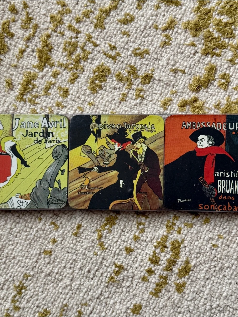 Vintage Poster PARIS French Toulouse Lautrec Coaster Set of 6 x 2